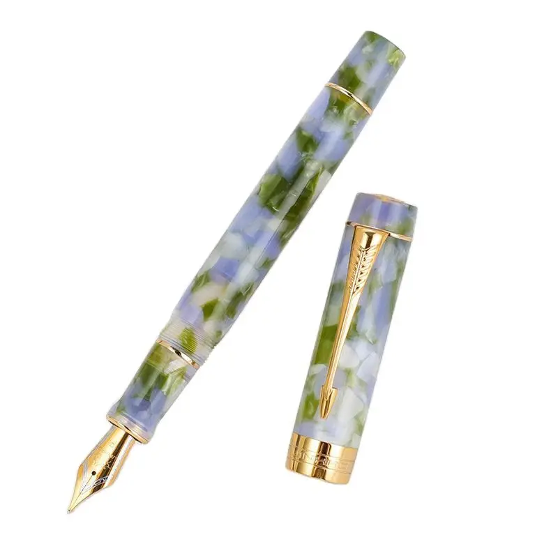 

luxury Jinhao 100 Fountain Pen Century Checkerboard Kaleidosc Pink Acrylic Spin Gold Elegante INK Pen Business Office Supplies