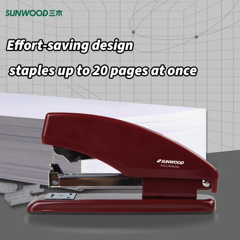 SUNWOOD 12# Effort-Saving Stapler, 20-Sheet Capacity, Heavy-Duty — 8505
