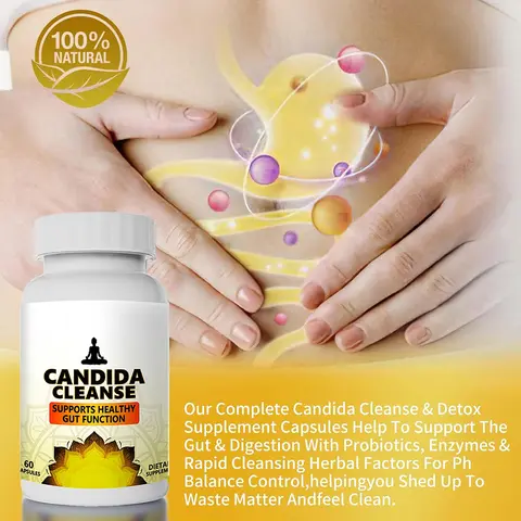 Gut and Colon Support CANDIDA CLEANSE and Detox to Reduce Abdominal Pain, Bloating, Constipation and Aid Gut Health -60 Capsules