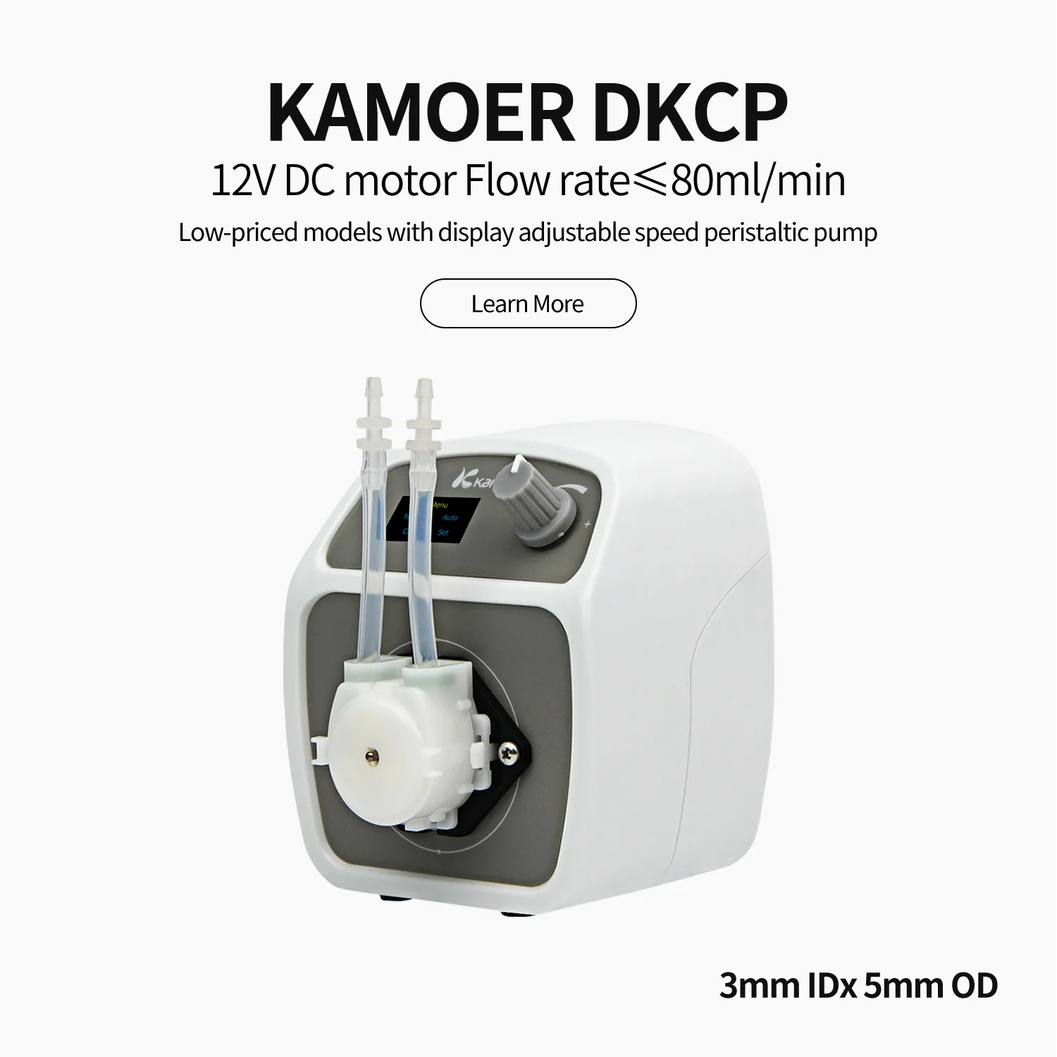 Kamoer 80ml/min DKCP Low Flow Peristaltic Pump 12V DC Motor 3mmx5mm Adjustable FlowControl Foot Switch Circulating Dosing Pump