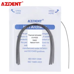 10pcs azdent dental ortodôntico niti arco fios calor ativado térmico forma natural retangular/forma redonda archwire dental