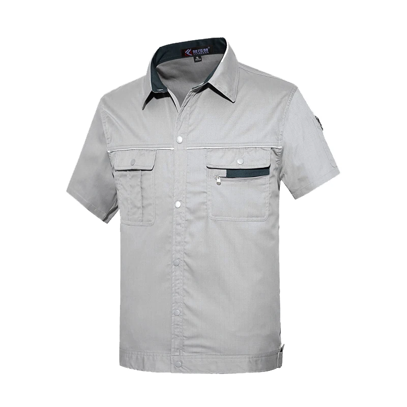 Summer Workwear Clothes Welding Men Short Sleeve Workmen Uniform Car Workshop Working Suits Mechanical Welding Set