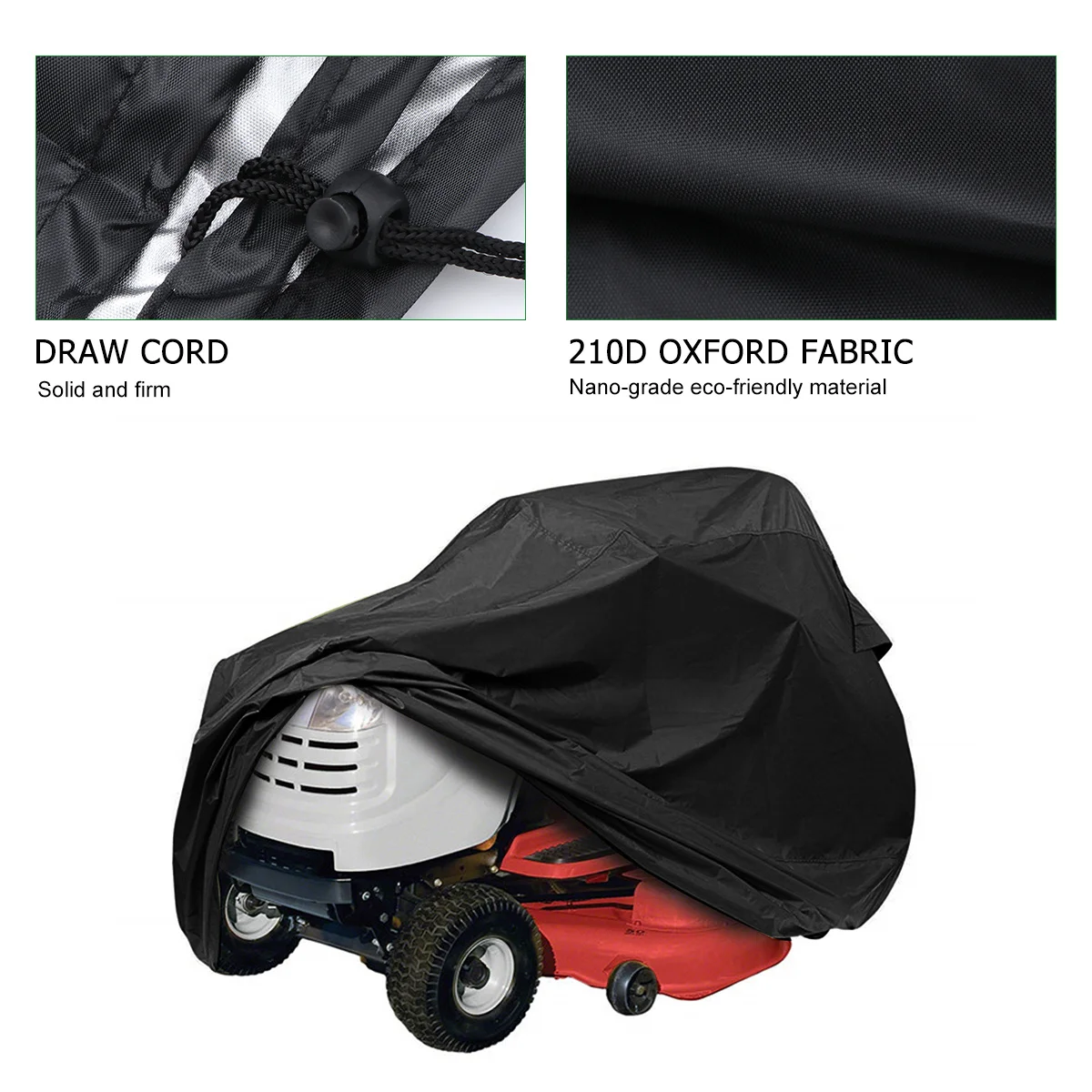 

1Pcs Lawn Tractor Cover Oxford Cloth Waterproof Rainproof Uv Proof Black 183x137x117cm Protective Cover for Mower