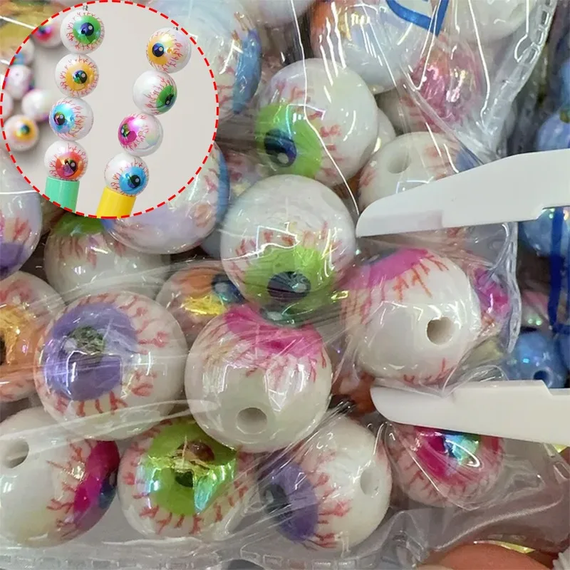 

10 шт. забавные жуткие акриловые бусины-разделители для глаз, разноцветные бусины для глаз, сделай сам, вечеринка на Хэллоуин, браслет с прямыми отверстиями для изготовления ювелирных изделий