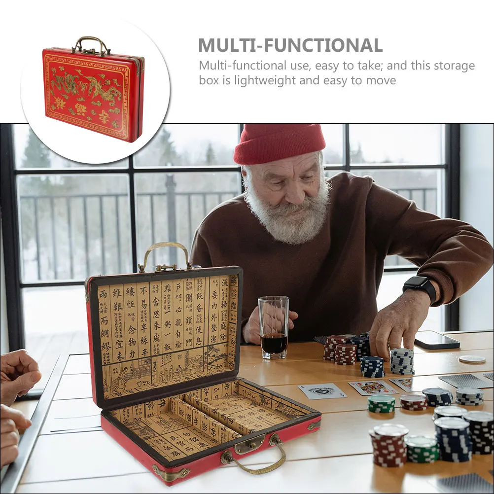 

Sturdy Mahjong Box Natural Wood Build Tight Seal Portable Storage Case for Cards Games Accessories Lightweight Organizer