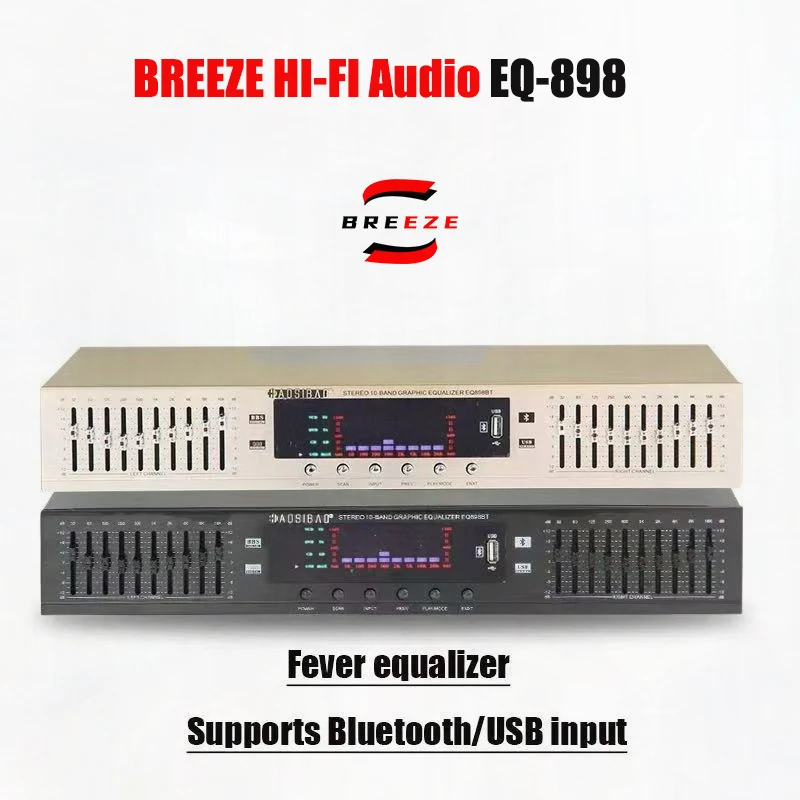 

BREEZE 2025 новейший эквалайзер, регулятор предварительного эффекта, двойной десятиступенчатый лихорадка, домашний профессиональный сценический Bluetooth-накопитель USB