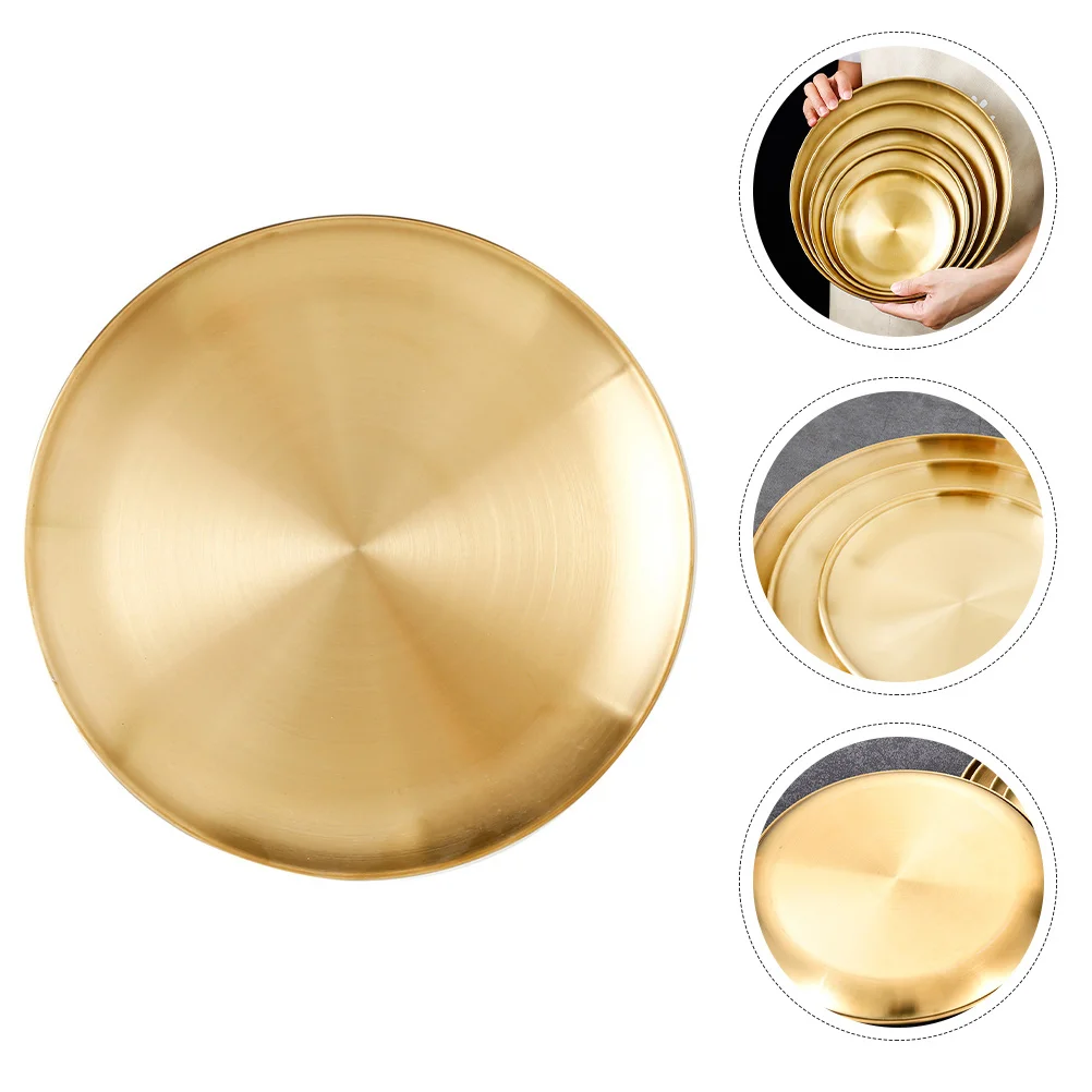 

3 Pcs Plate Appetizer Plates Bbq Serving Stainless Steel Kitchenware Gold Dinner Dish Korean Style Healthy Tray