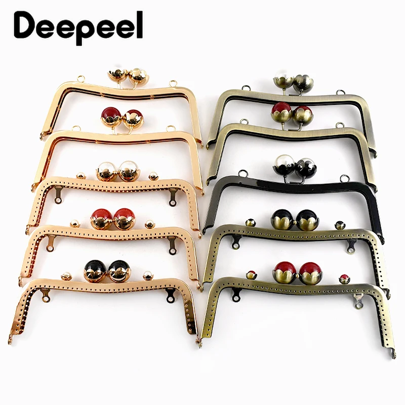 1/2Pcs 20cm Metal Bag Handle Pearl Head Purse Frame Clourse Kiss Clasp Women's Handbag Handles DIY Handmade Bracket Accessories