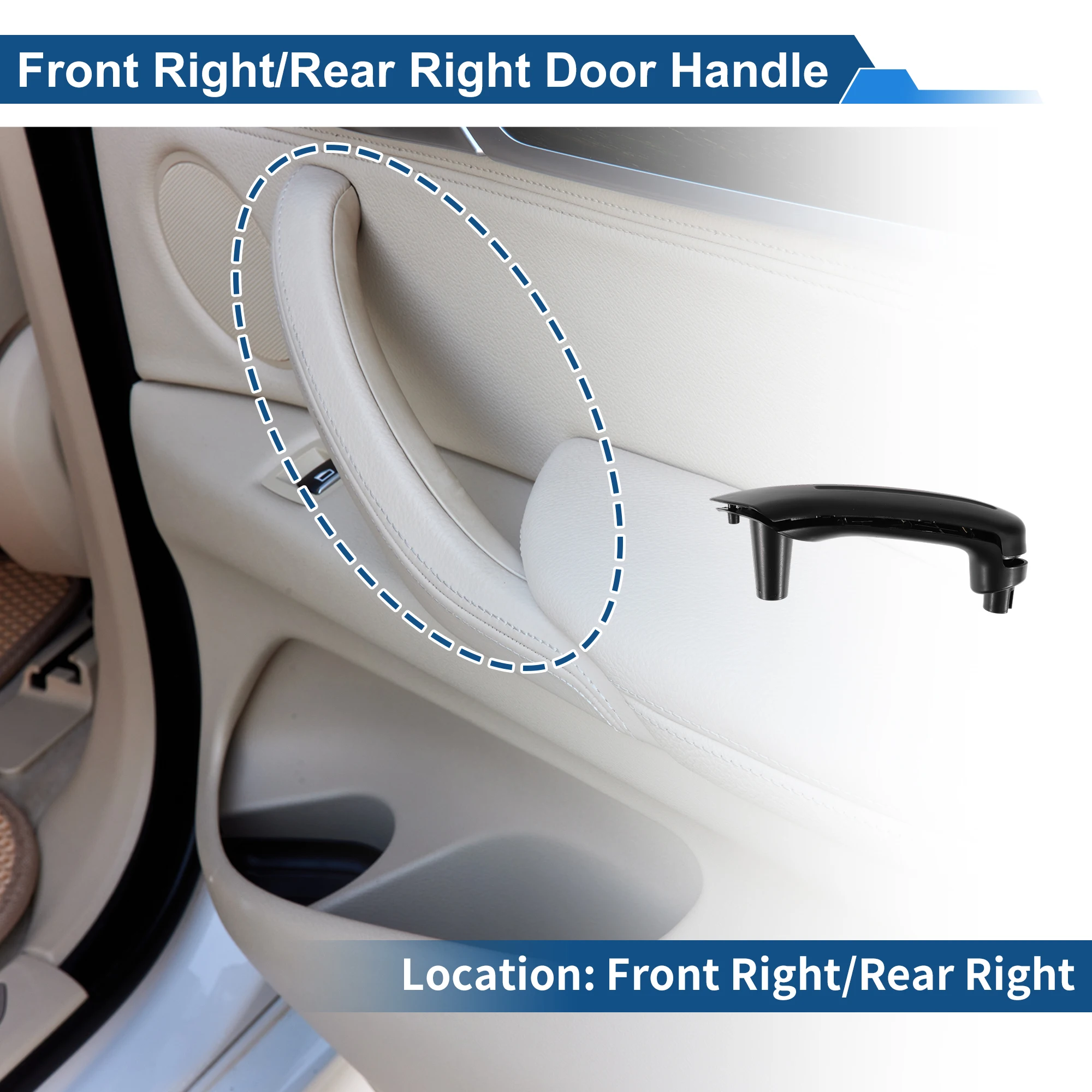 UXCELL Front Passenger Side Rear Right Passenger Side Inner Door Panel Handle Interior Support Bracket No.1J0867172A Black ABS