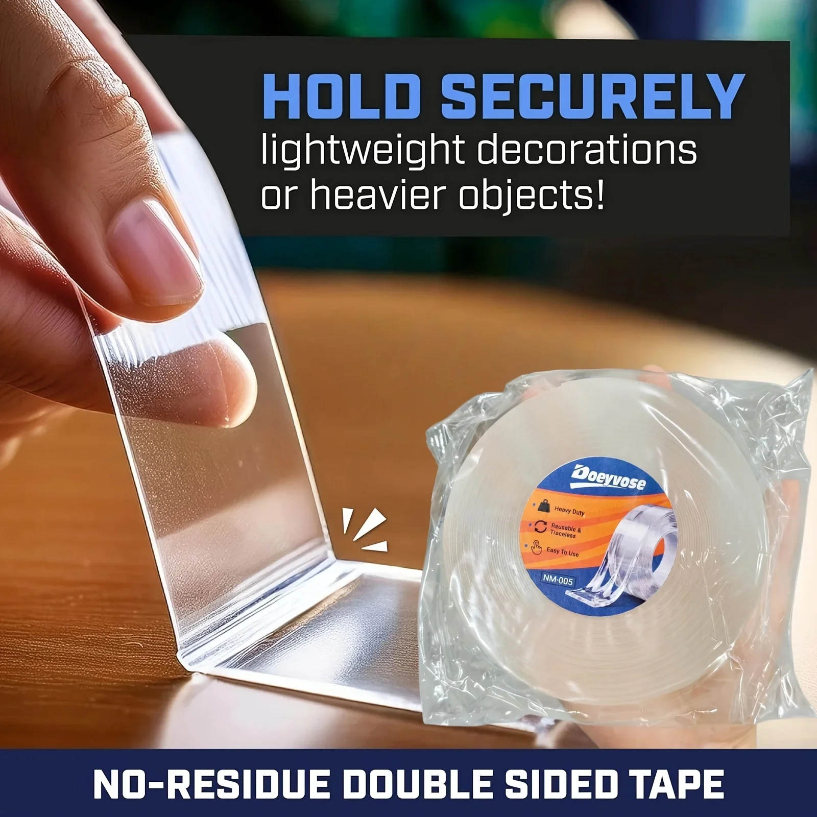 Doeyvose Thickened Nano Double Sided Tape, Reusable Adhesive Tape for Wall Decor & Gap Sealing Home Use