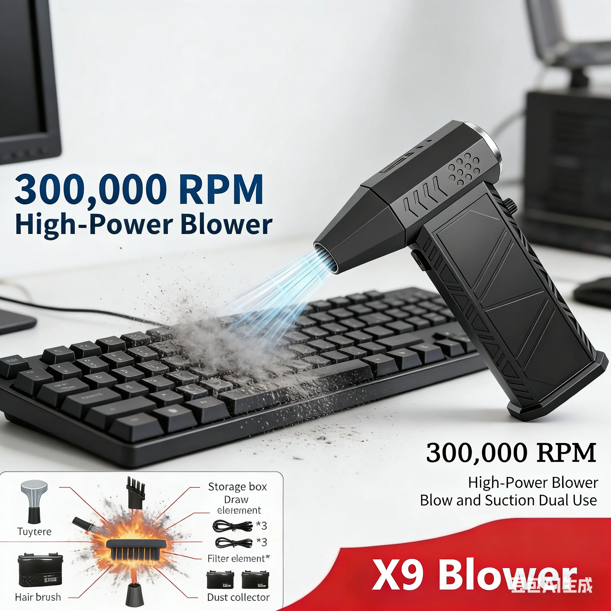 

Турбоструйный вентилятор 800000 об/мин, вакуумный высокоскоростной вентилятор X9, беспроводной пылесос со сжатым воздухом, портативный турбовентилятор, струйный пылесборник