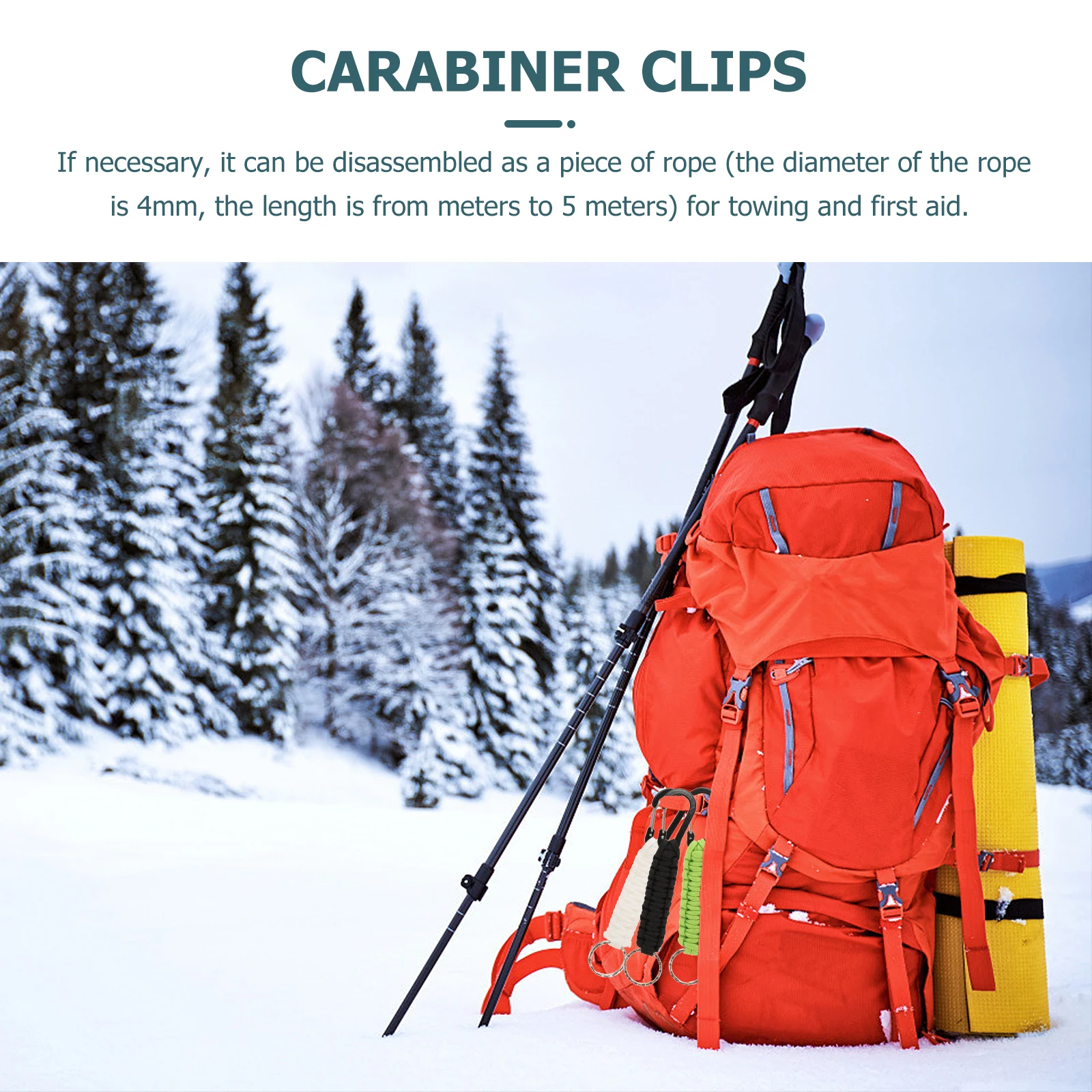 

3pcs 4Mm Camping Keychain Key Chain With Hooks Hiking Carabiner Buckles Multipurpose Carabiner Clips Key Chains