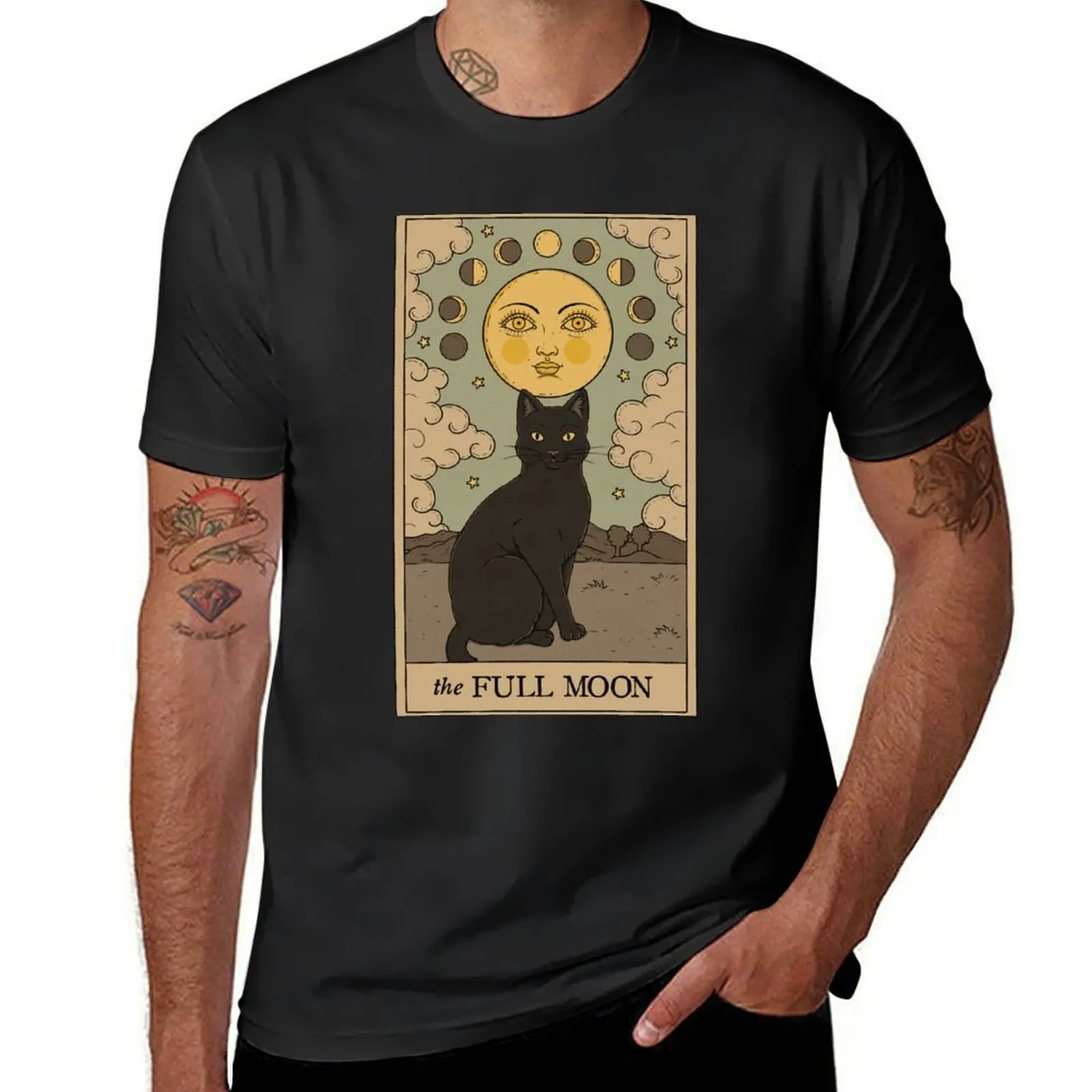 The Full Moon Cat T-Shirt customizeds Short sleeve tee mens t shirts pack