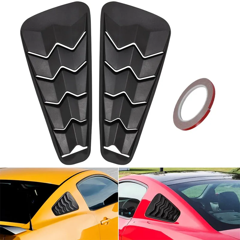 

Quarter Side Window Louvers for Ford Mustang 2005-2014 Matte Black ABS Window Visor Cover Sun Rain Shade Vent（2PCS）