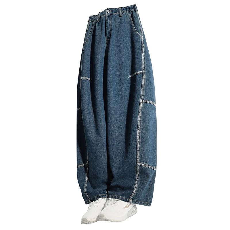 Herenbroeken Amerikaanse veelzijdige plus-size denimbroek voor heren Losse herfst Jeansbroek voor heren met rechte pijpen Trendy casual broek