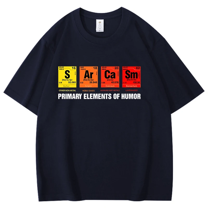 Primary Elements of Humor Pattern Men Women Cotton T-Shirt Fashion Short Sleeve Casual Summer Simple Loose Top Neutral Funny Tee