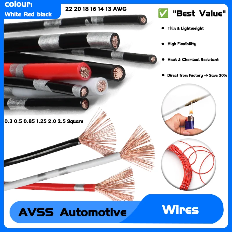 

22 20 18 16 14 13 AWG OFC Oxygenfree Pure Copper Twisted Pair Power Cord Line Car Speaker Audio Cable 2~100M AVSS Car Wire