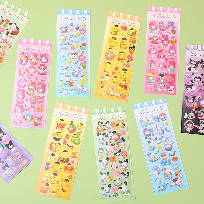 20/100pcs Sanrio Cartoon 3d Sticker Cinnamoroll Kuromi Melody Pachacco Sticker Scrapbook Decals Material Wholesale Kids Toy Gift