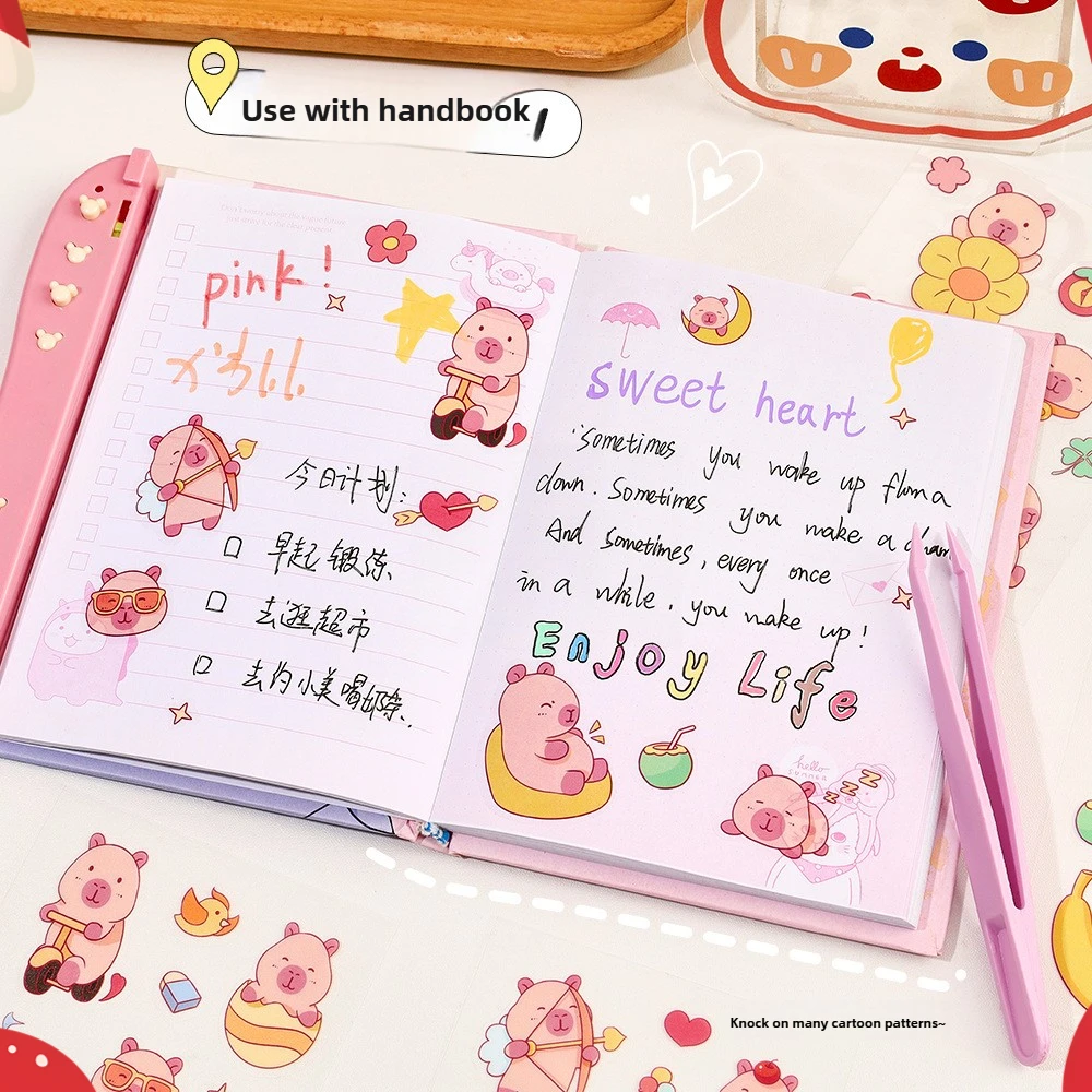 40 Pcs Original random Cartoon Hand Account Sticker Cute Capybara PET DIY Sticker Waterproof Water Cup Phone Case Decorative