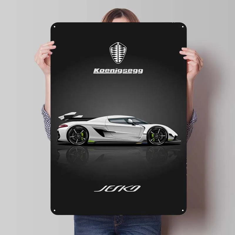 Koenigsegg Jesko Metal Sign Cars Poster Decoration for Home Decorators Accessories Tinplate Sign for Garage Wall Art Decoration