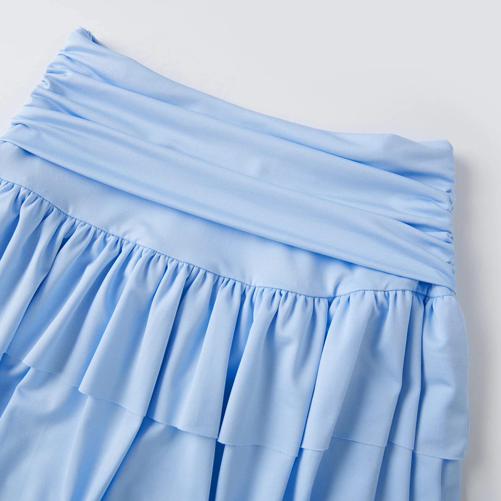 

Women's Solid Color Slim Fit Mini Skirt Low Waist Tiered Ruffle Summer Vestido for Daily Travel Parties