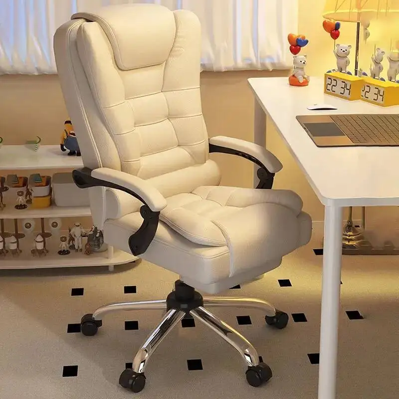 Rest Office Chair Arm Glides Ergonomic Pads Beige Swivel Comfy Gaming Chair Aesthetic Design Oriented Silla Gamer Furniture