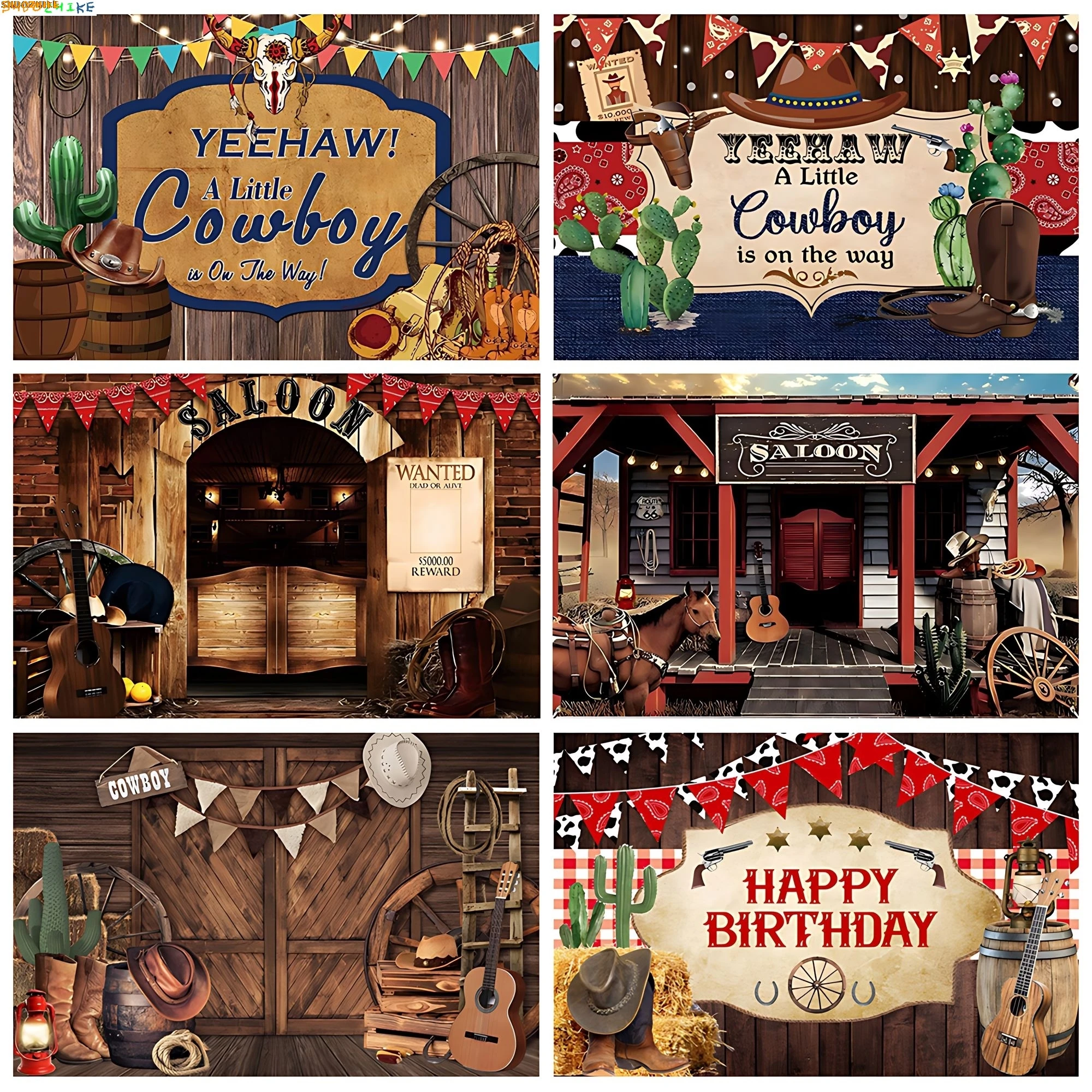 

Cowboy Horse Western Farm Photography Backdrops Stable Cowgirl Birthday Party Baby Shower Photo Studio Background NZ-01