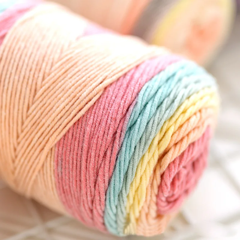 (1pc)5-strand Milk Cotton Segment Dyed Rainbow Cotton Hand Woven Wool Scarf Pillow Blanket Material Wool