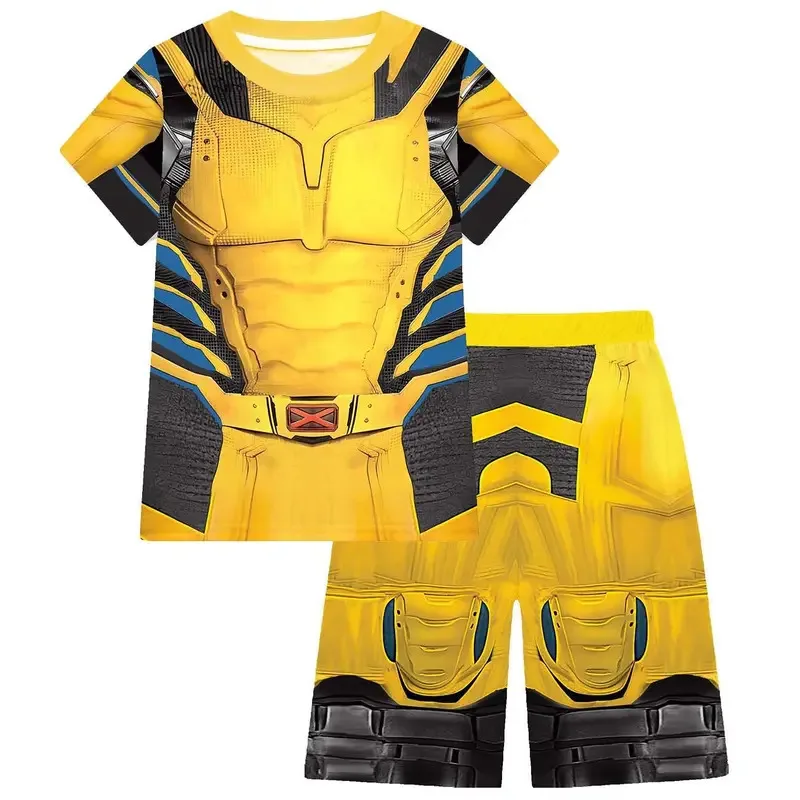 Cosplay D-Deadpool Costume for Kids Superhero Pyjamas Halloween Costume Children T Shirt+pants 2pcs Set Boys Girls Anime Clothes