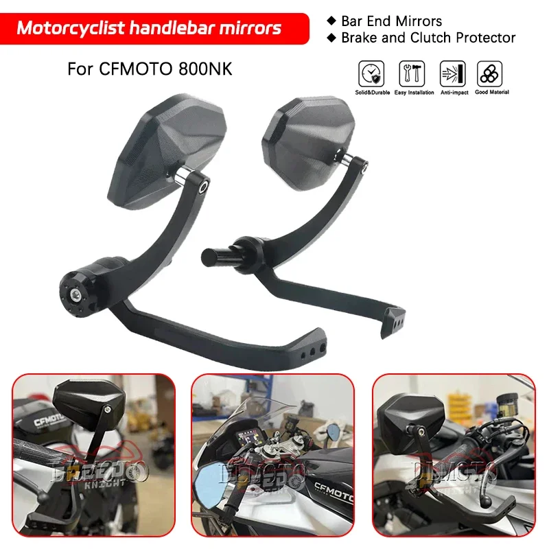 

for CFMOTO 800NK Motorcycle Black 7/8" Handlebar Bar End Mirrors / Brake and Clutch Protector Kit