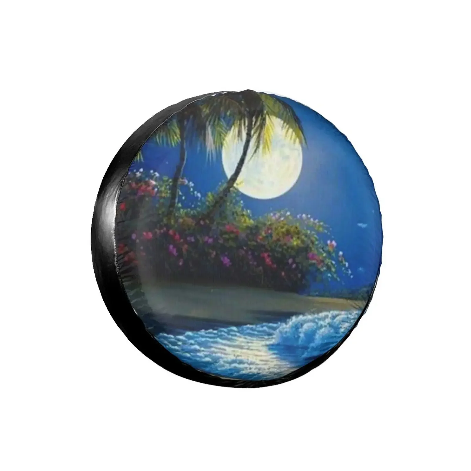 3D Seaside Landscape Spare Tire Cover Waterproof Dustproof Sun Wheel Tire Cover For , Trailer,  SUV Vehicle Anime Tire Cover