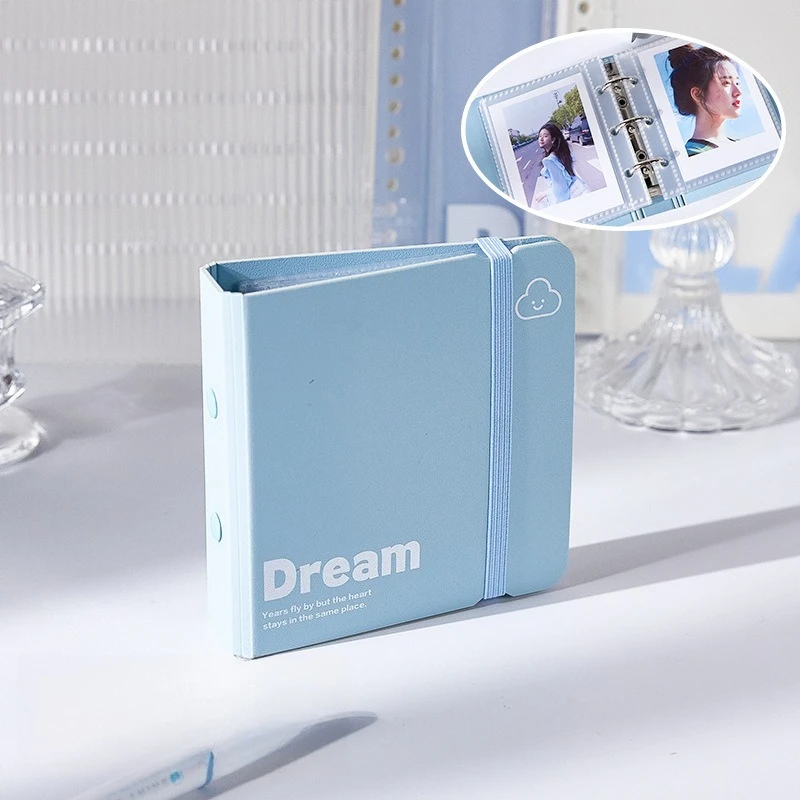 Mini Film Instax Album Cute Ins Style 3 Inch Card Holder Kawaii PU PP Loose-Leaf Refillable Storage Book Binder Photocard