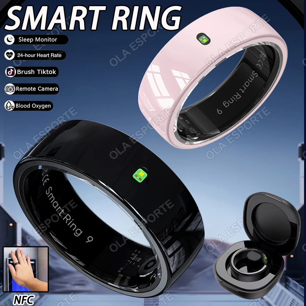 

New NFC Ceramic Smart Ring Men Women Message reminder Gesture control Health Sleep Monitor 5ATM Waterproof sports Mode Smartring