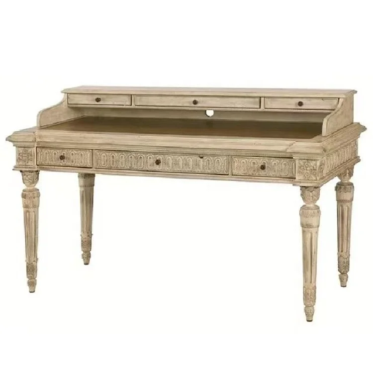 

/High Quality French Louis Antique Style Carved Solid Wood Oak Wooden Home Office Desk Table