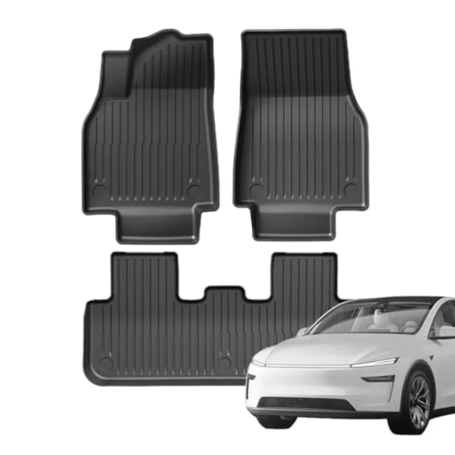 

3PCS All Weather TPE Floor Mats for Tesla Model Y Juniper 2025 2026 Front and Rear Waterproof Non-Slip Foot Protector Mats for