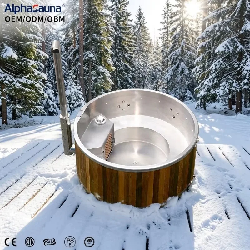 Cedar Shelf  Cedar Combo Sauna And Hot Tub Set Outdoor Wood Fired Kit