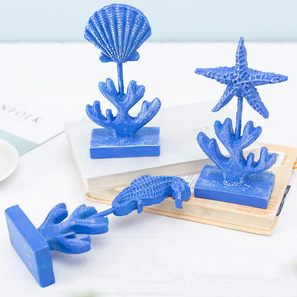 

3 PCS Mediterranean Style Sea Horse Decor Resin Desktop Star Ornament Home Ocean Lanscape