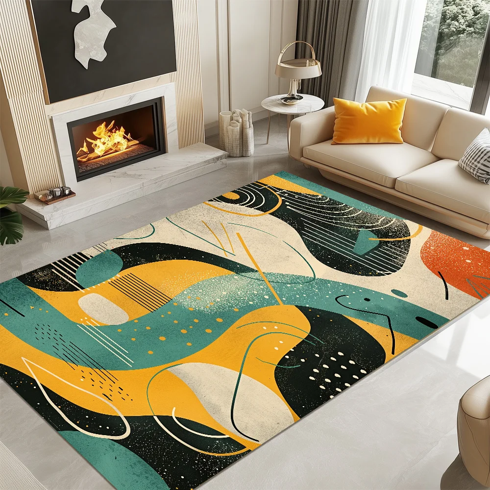 Geometric Carpets for Living Room Modern Abstract Rug Non-slip Decoration Home Bedroom Coffee Tables Mat Washable Dining Room