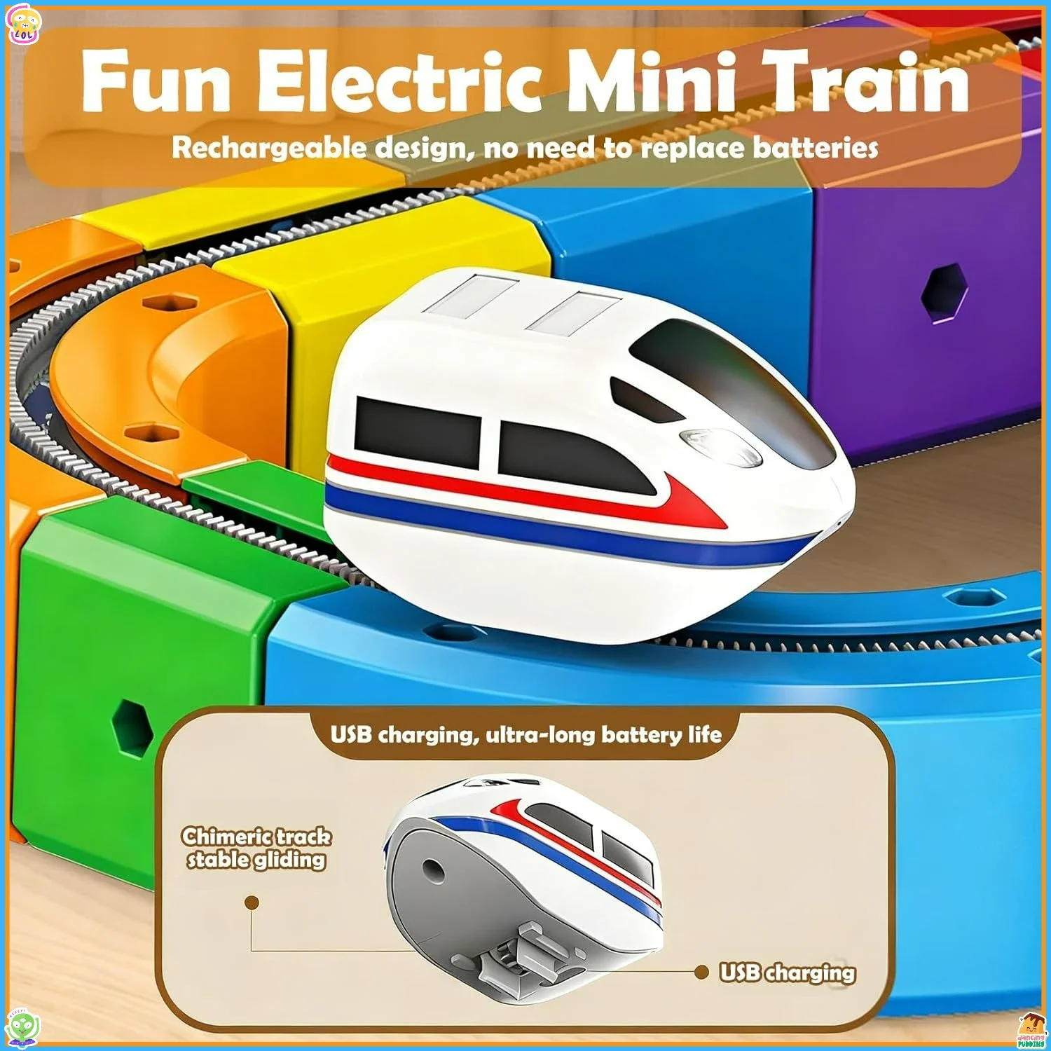 Electric Train Set, Flexible Race Track, 3D Embedded Layouts Train Track Set, Rail Cube Building Toy, Children's Christmas Gifts