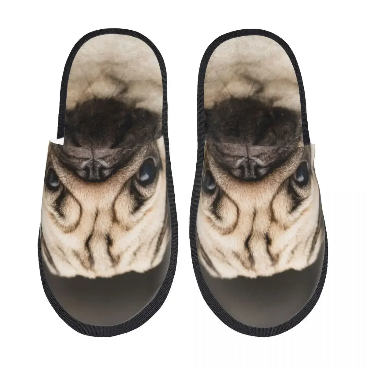 Chinelos de pelúcia para homens e mulheres, Cute Pug Dog, Tem pergunta, Sapatos macios quentes, Calçado em casa, Outono, Inverno