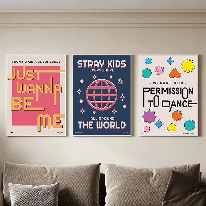بساطتها الساخن Kpop ألبوم الموسيقى مستوحاة كلمات الحب الكرتون التوضيح المشارك حائط لوح رسم الفن صور ديكور المنزل #2