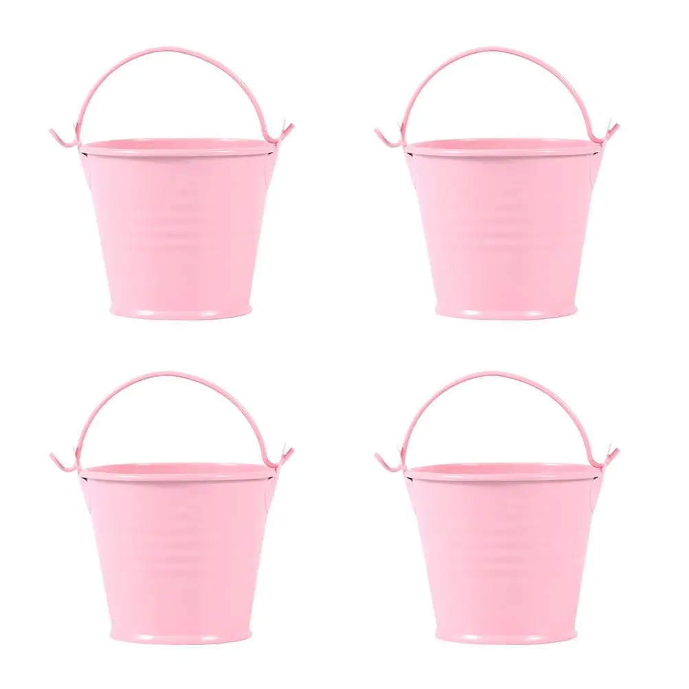 4 Pcs Mini Bucket Galvanized Tin Pails Hanging Basket Succulent Planters Drum Child