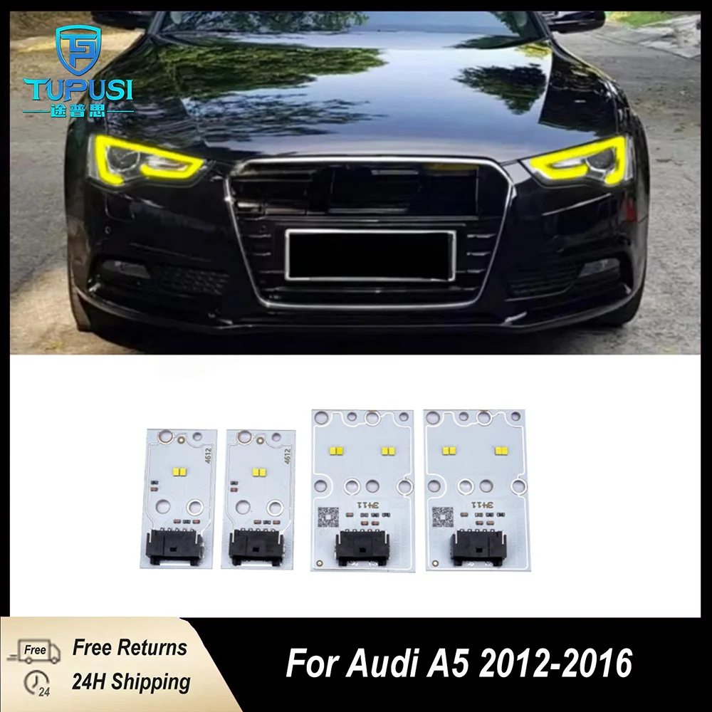 4PCS Yellow Light LED DRL Board For Audi A5 S5 2012 2013 2014 2015 Daytime Running Lights LED Headlights Module