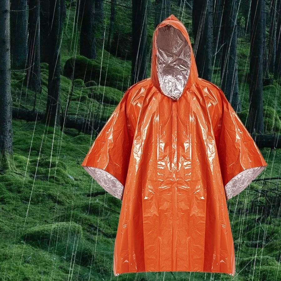 Emergency Water Proof Raincoat Aluminum Film Disposable Poncho Cold Insulation Rainwear Blankets Survival Tool Camping Equipment