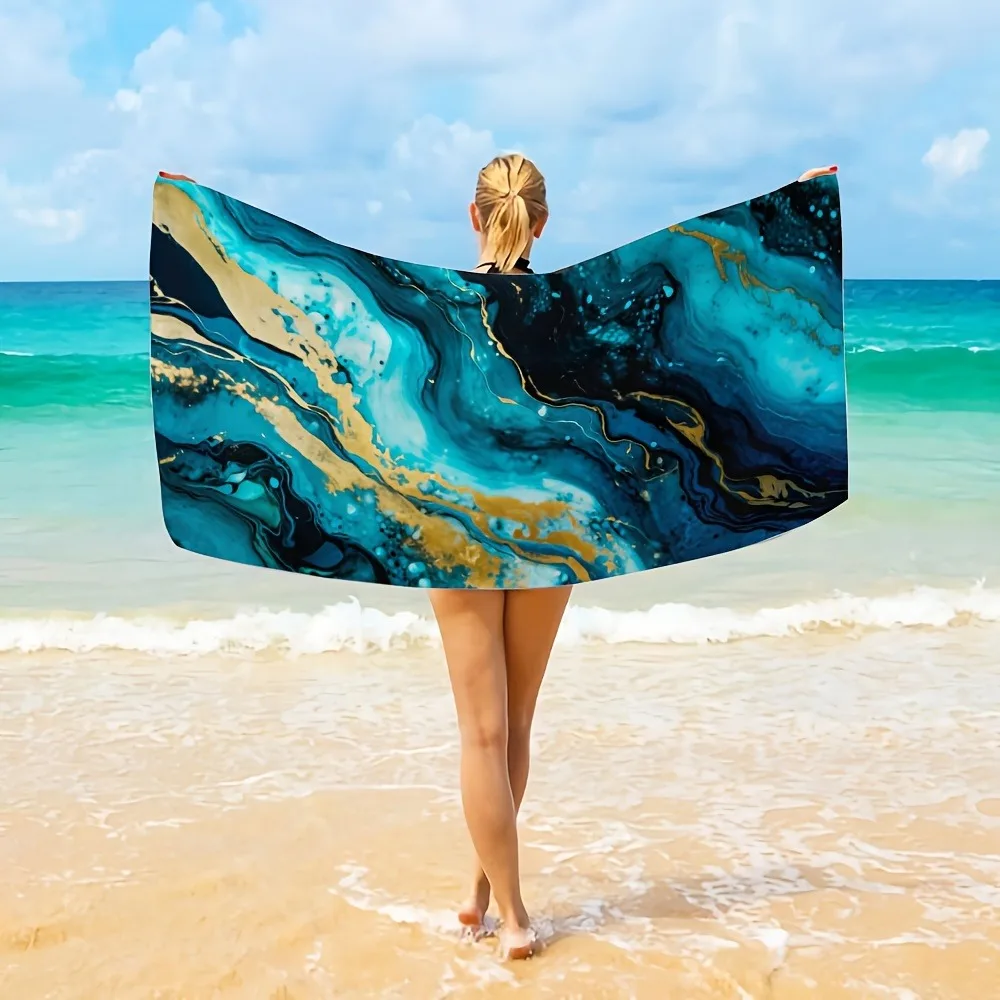 1PC Towel Natural marble pattern for family or friends Gifts Quick-Dry Beach Towel For Yoga Tourism Beach GYM Camping Swimming