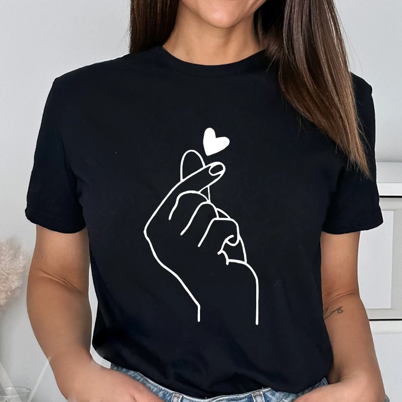 Sketching Hands and Love Printing T Shirt Women Novelty Funny Short Sleeve Fashion Summer Female Clothing Basic Harajuku Tees