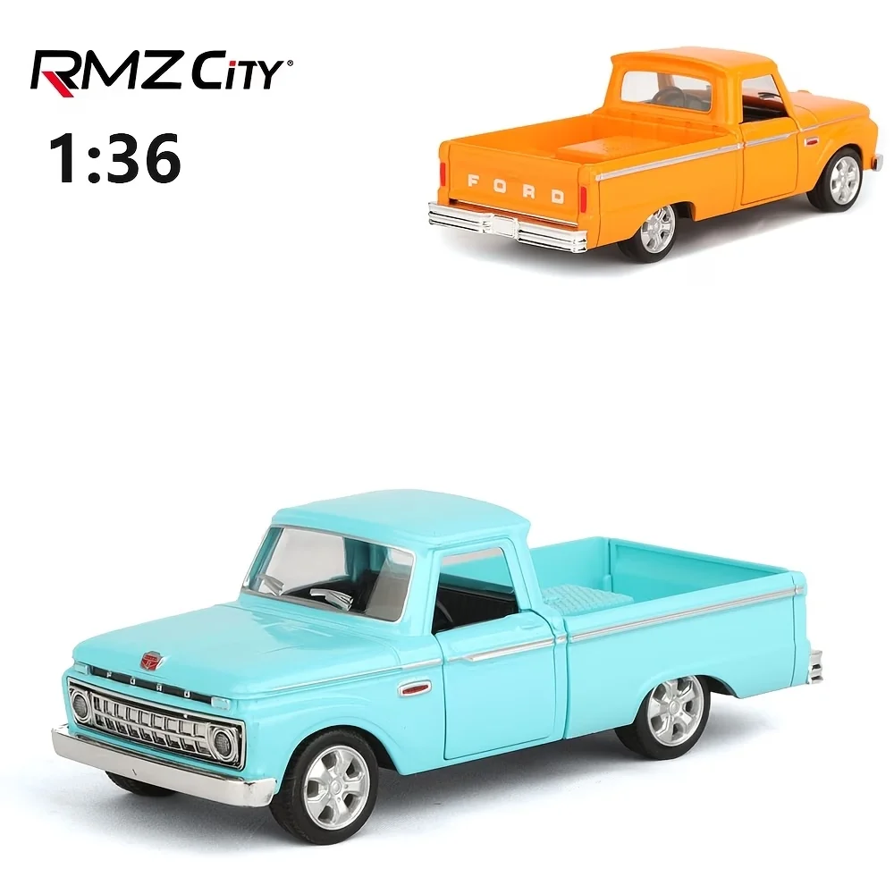 Modelo de coche de juguete Ford F-100 Pickup Truck 1/36 para niños, RMZ CiTY, miniatura de metal fundido a presión, regalo de colección para niños.