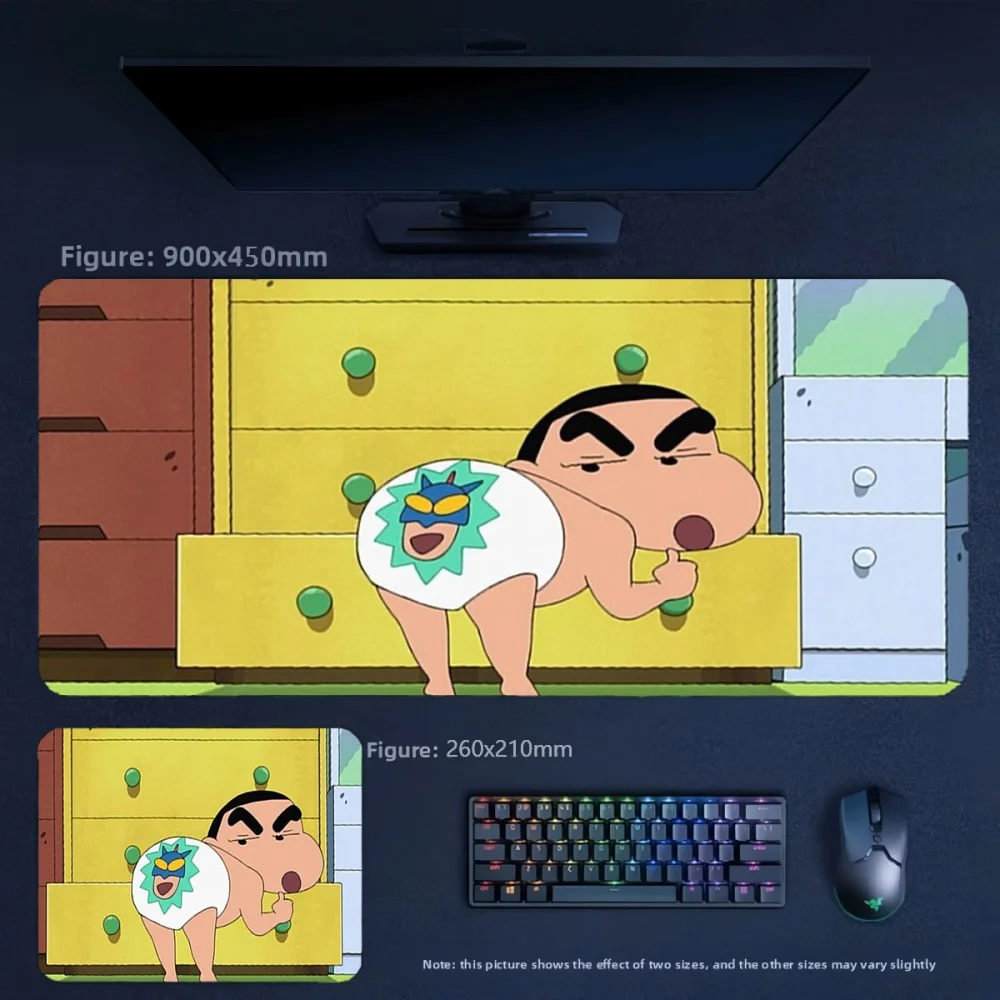 High Quality Comfortable Soft Leather Printed Table Mat Animation Crayon Shin Chan and His Friends Non-slip Leather Mouse Pad