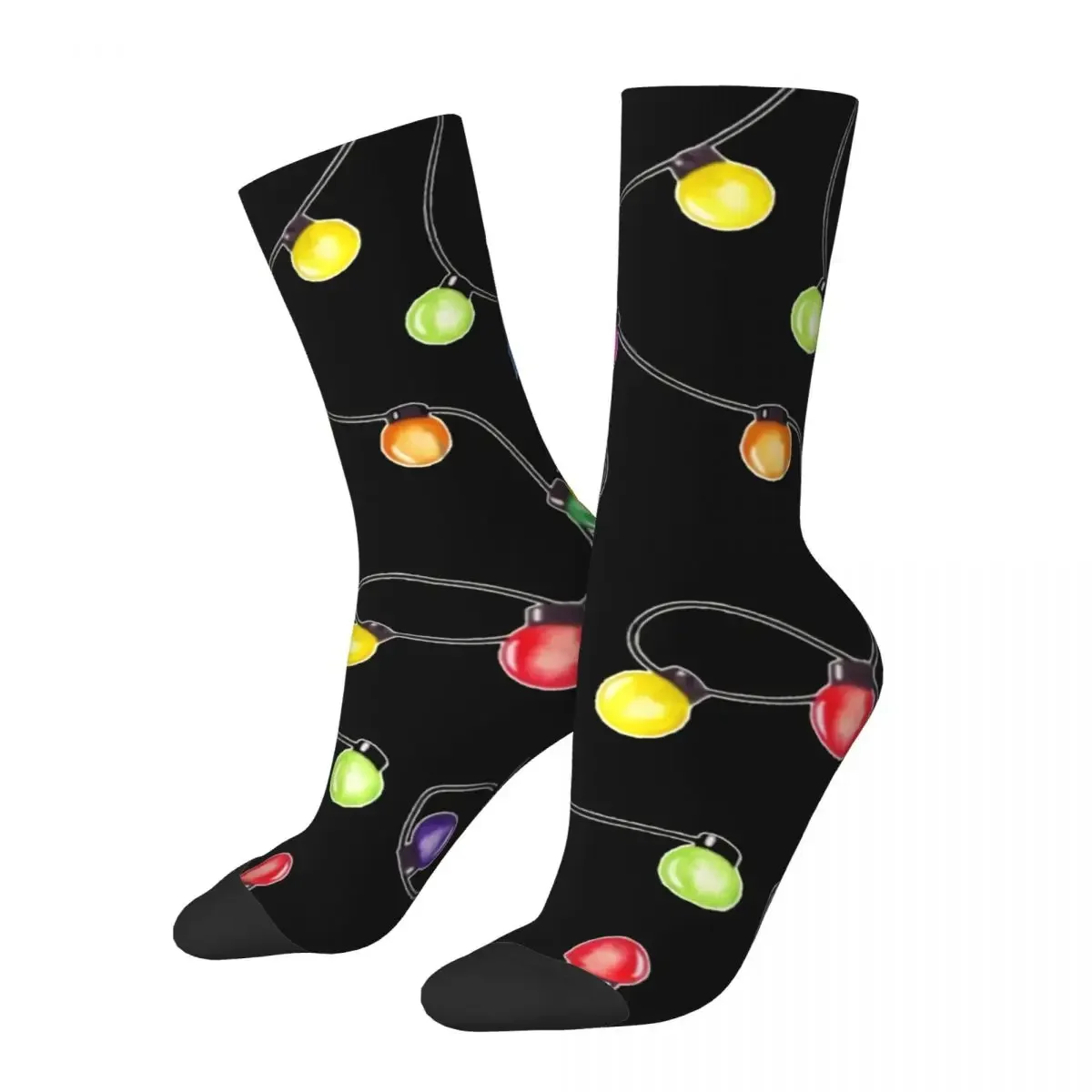 

Funny Men's Socks Christmas Led Lights Vintage Harajuku Street Style Casual Crew Crazy Sock Gift Pattern Printed