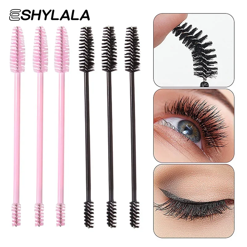 Spazzole per ciglia per trucco a doppia estremità Spazzola per ciglia usa e getta Manico in plastica Mascara Bacchetta Applicatore Strumenti per estensione ciglia